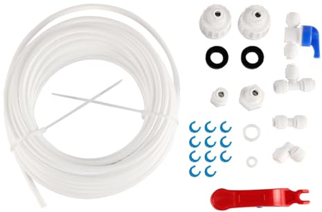 ieron 15 m vatteninloppsrör Universalkopplingsset med slangklämma för kylskåp sida vid sida kylslang System för omvänd osmos Dricksvatten 6,35 mm/1/4 tum