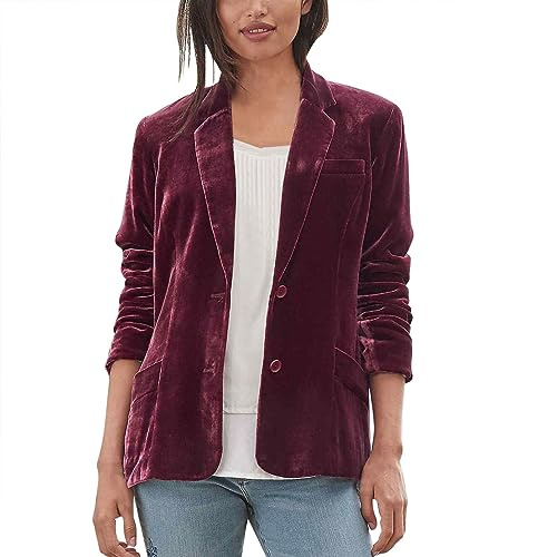 Damen-Blazer, langärmelig, Samtjacke, Cardigan, Schalkragen, solide, vollständig gefüttert, ein Knopf mit einzelnen Leistentaschen, Arbeitsoutfit, Jakcets, Oberbekleidung, Balzer für Damen, UK-Anzüge