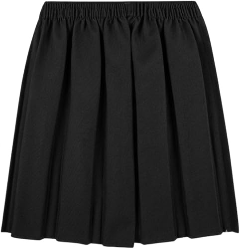 ZRWASKA® Girls Back to School Uniform Skirt - Box Pleated - Elasticated Waist Round Bottom Skirt Uniform | Age 4-18 Years