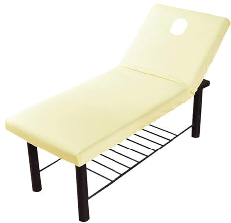 WJIAYAO Massageliege bezug Spannbettlaken for Massageliegen, Reine Farbe, gebürstet, Bezug for Kosmetikliegen, Schönheitssalon, Gummiband, Massage, SPA, Universalbezug(Beige)