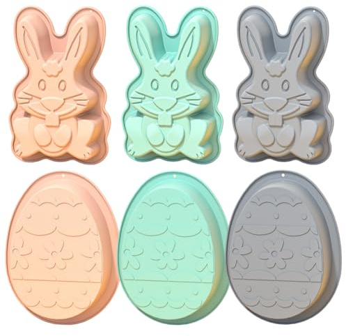 SYTTNUM 6pcs Formine per Biscotti Pasqua,Tagliabiscotti di Pasqua, Stampi Biscotti Pasqua,Decorazioni Pasquali 3D Stampini per Biscotti