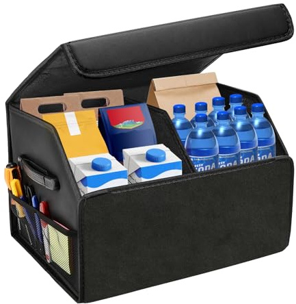 VHUTOU Organizzatori Borsa Organizer Bagagliaio Auto 44 * 31 * 29, E Contenitori Pieghevole，Organizer Bagagliaio Auto Grande Capacità con Coperchio Magnetico e Manico per SUV, Camion