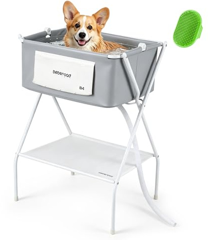 Beberoad Kleine Haustiere Badewanne, Multifunktionale zusammenklappbare Haustier Badewanne Mit Entwässerungsrohr, Tragbar Badewanne für kleine bis mittelgroße Hunde und Katzen