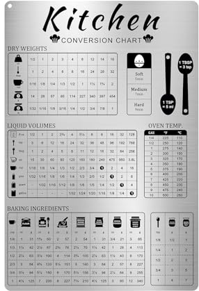 Kitchen Conversion Chart Magnet for Refrigerator,Magnetic Aluminum Baking Ingredients Measurements for Baker, Vintage Kitchen Accessories Gadgets, Baking Kitchen Cooking Gifts for Women-8x12in