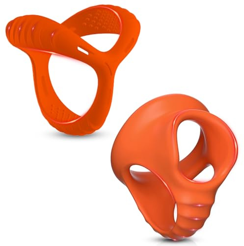 BDSMJOY Silicone Anneaux Péniens 2pcs, Anneau triangulaire Anneau de testicule Cockrings pour une Érection plus Dure, Anneau Pénien Jouet Sex Toýs Homme (Couleur orange)
