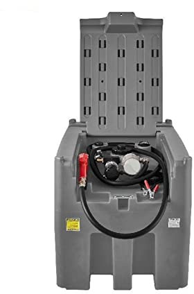 Tanque diésel portátil de 116/58 galones Tanque de combustible diésel de caudal de 10 GPM con bomba de transferencia eléctrica de 12 V y manguera de goma de 13,1 pies(58 Gallom-Black)