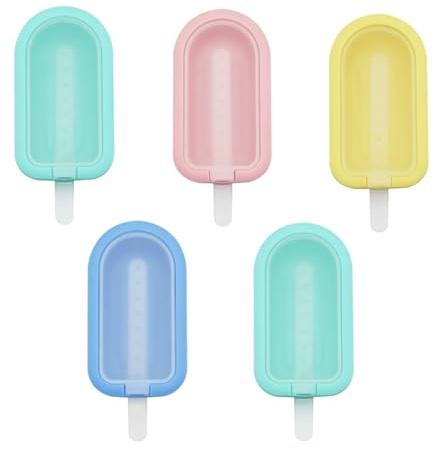 Silicone Ice Lolly Moulds with Sticks - 5PCS Reusable Colourful Ice Cream Moulds for Kids & Adults, DIY Homemade Popsicle Maker Set, Non-Spill Mini Ice Lolly Moulds for Summer Treats