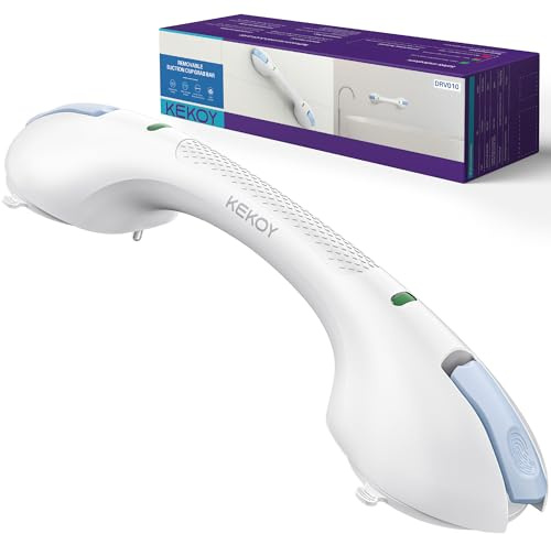 KEKOY 17.5 Inch Suction Grab Rails for Bathroom and Bathtubs with Indicator - Heavy Duty Safety Shower Hand Rails, Bath Aids Grab Handles for Disabled and Elderly, No Drilling and Removable, Blue