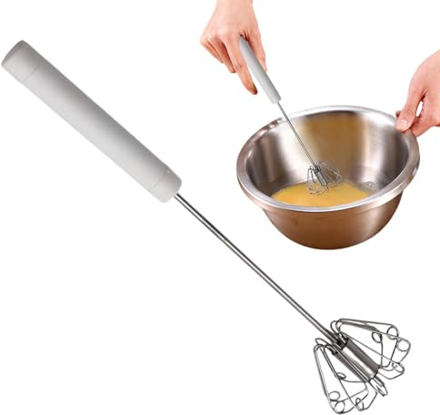 Batteurs de cuisine, fouet en acier inoxydable semi-automatique ergonomique, fouet manuel anti-oxydant pour le lait, fouet mélanger, monter pour cuisine, four, café, lait