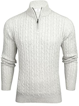 Xact Men’s Cotton Rich Regular Fit Quarter Zip Jumper, 1/4 Zip Pullover Sweater, Smart Casual Knitwear for Men, Classic Zip Neck Pullover