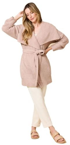 Softies Women's Ultra-Marshmallow Wrap Cardigan with Exaggerated Collar, Coco, S-M