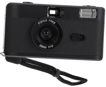 POPETPOP Appareil Photo Flash Intégré en Abs Argentique Réutilisable Noir Photographie Vintage et Rétro Compact Batterie