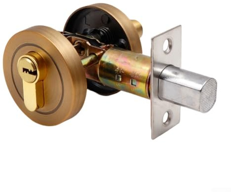 Invisible Door Lock with Key, Concealed Lock for Indoor Doors Made of Zinc Alloy, Single-Sided Auxiliary Lock for Home, Hotel and Office Use(Bronze)