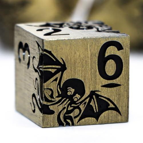 Set Completo di 7 Dadi D&D in Metallo,Dadi Poliedrici Metallici con Design Polpo 3D,D4 D6 D8 D10 D12 D20 D00, Scatola Regalo Magnetica per GDR e Giochi da Tavolo (Bronzo)