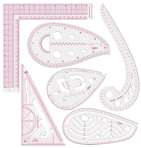 TIMJJG 6 Reglas De Impresión De Ropa, Reglas Curvas Multifunción, Reglas De Corte De Plástico para Bricolaje, Herramientas De Costura.