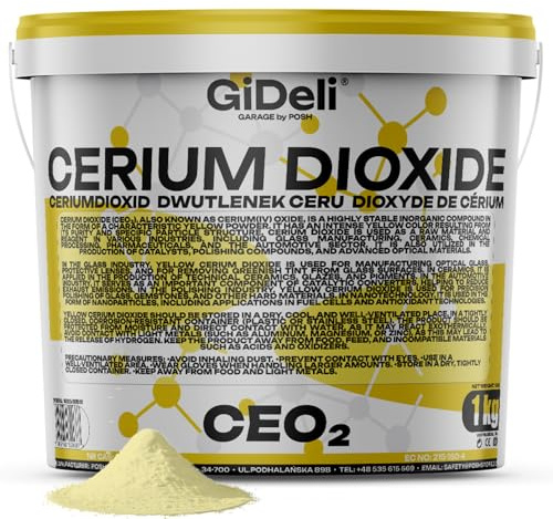GiDeli Ceriumoxid (Ceroxid, CeO₂) Glaspolitur - 1000 g Polierpulver – Kratzerentferner für Glas, Scheinwerfer, Windschutzscheibe, Spiegel & Acrylglas – Profi Poliermittel