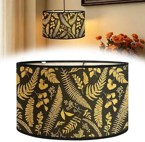 Pantalla de tela para lámpara colgante, pantalla de lámpara de tambor, 30 × 30 × 20 cm, pantalla para lámpara de mesa, mesita de noche, pantalla de lámpara hecha a mano, retro para soporte E27