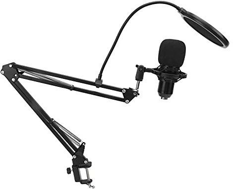 Vvikizy Microfono a Condensatore USB Professionale con Scheda Audio con Staffa Regolabile per Trasmissione Dal Vivo e Configurazione di Gioco