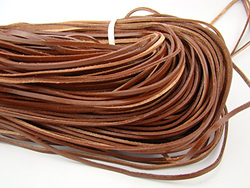 Lederband Flach Eckig 3 mm x 2 mm. Braun. 5 m Länge: wählbar