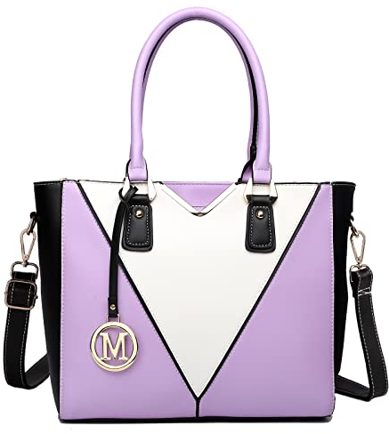 Miss Lulu Handtasche Damen Mittelgroß, Taschen PU Leder, Handtaschen Groß V-förmiges Design Synthetic Ledertasche Mit Abnehmbarem Schultergurt für Büro Schule Einkauf Reise Geschenk