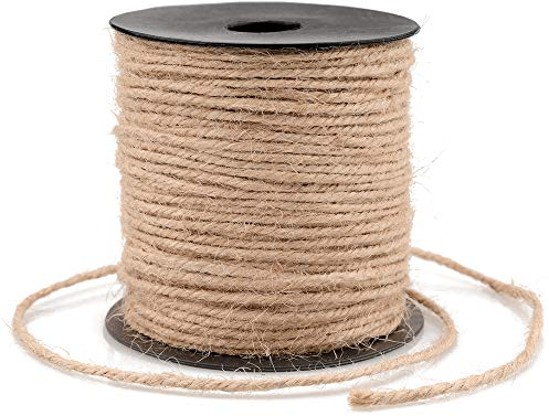 KINGLAKE 3mm 100m Juteschnur Jutegarn, Jute Schnur, Tau Seil Hanfseil, Juteseil Rope Dickes, Handlaufseil, Bastelseil für DIY Dekoration Garten
