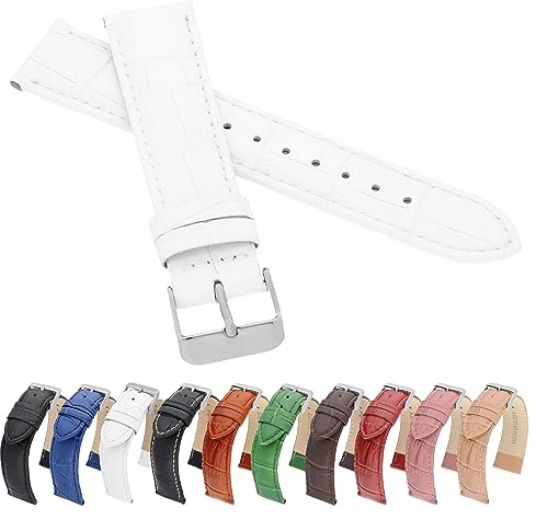 MARCHEL Croco LM Lederarmband Schwarz Braun Weiß Rot Blau Grün Krokoprägung Uhrenarmband Krokodilmuster Uhrband Rindsleder