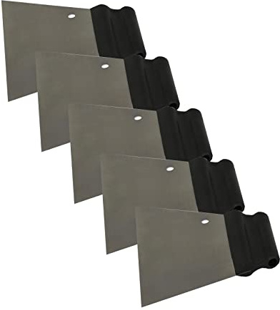 DEWEPRO Kleberspachtel Set 5 Stück – Glatte Trapezspachtel 180 mm breit – 0,5 mm Stahlklinge – Ergonomischer Kunststoffgriff – Für Kleber, Spachtelmassen, Boden- & Wandarbeiten