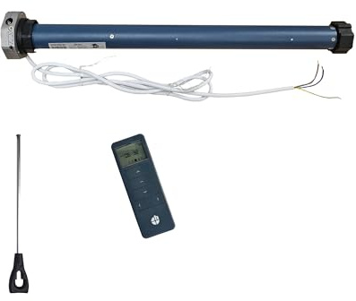Juego de Motor de toldo mecánico con función de manivela de Emergencia, 50 NM y Radio, Incluye transmisor de Radio Manual de 5 Canales (1 Unidad)