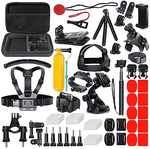 DIKER Accesorios GoPro, Kit de Accesorios para Cámara de Acción 70 en 1, Soporte Cámara de Acción Compatible con GoPro Hero 13 12 11 10 9 8 MAX Black Insta360 AKASO DJI OSMO y Otras cámaras Deportivas