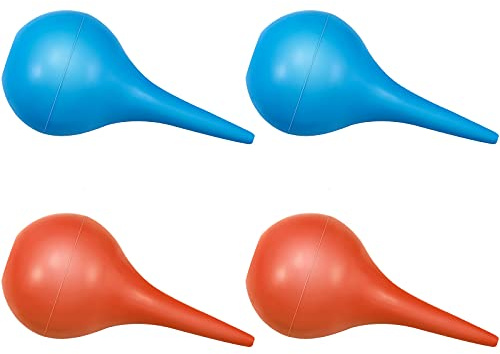 Nuanchu 4 Packs Hand Bulb Ear Syringe 2 oz Small Washing Rubber Squeeze Bulb Ear Suction Syringe Ball for Adult Puppy Wax Cleaning Removal Tool(60 ml,Orange, Blue)