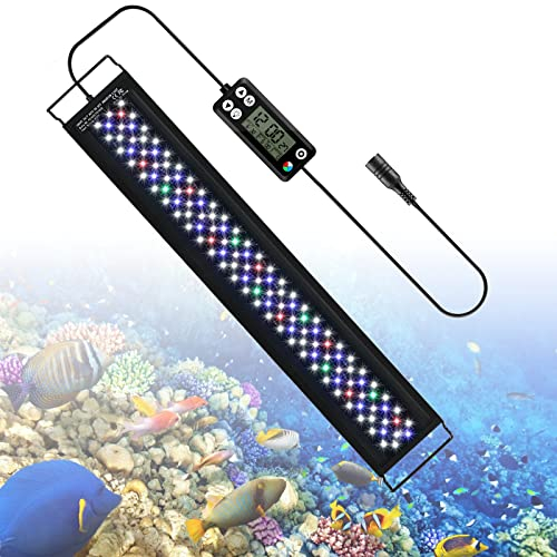 Aquarienbeleuchtung mit Verstellbarer Halterung, 26W 1662 lumen Aquarium LED Beleuchtung Dimmbare mit Timer für 75cm Aquarium Fisch Tank Fisch Pflanze