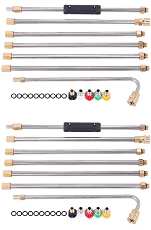 KVSERT Lot de 2 outils de nettoyage de gouttière pour nettoyeur – Baguettes d'extension, buse de de nettoyage de toit – 4000 5 embouts