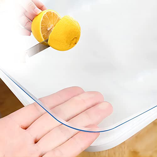 AHDFY Tischfolie Transparent 2mm mit Abgeschrägter Kante, Tischdecke Transparent 16h ölbeständig, Durchsichtige Tischdecke, Passform Ohne Einrollen, Folie für Tischplatte,60x100cm