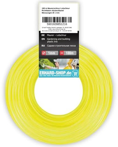 Neon-Gelbe Kunststoff-Lotschnur Richtfaden Maurerschnur für Gartenarbeit und Heimwerkerprojekte - Extra Sichtbare Präzisionshilfe