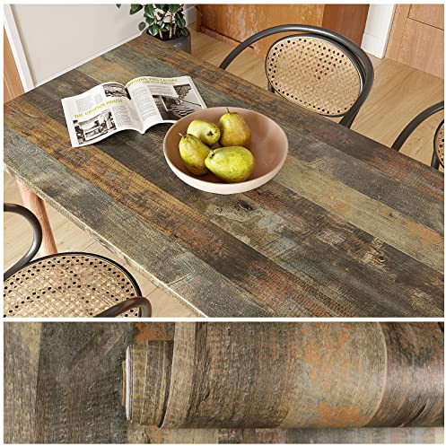 VEELIKE Holztapete Vintage Möbelfolie Holzoptik Braun 40cm×900cm Holz Tapete Selbstklebend Folie Holz Klebefolie Möbel Dekorfolie Garderobe Tisch Tapete Schlafzimmer Schrank Badezimmermöbel Tür