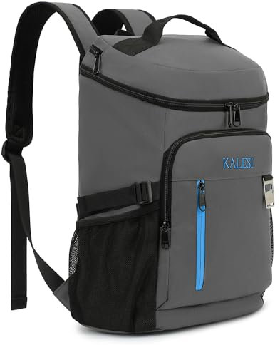 Kalesi Kühlrucksack 36 Dosen, leichter isolierter Rucksack, Kühler, auslaufsicher, Reisen, Camping, Mittagessen, Rucksack, Outdoor, Besteck-Rucksack für Damen und Herren (A-Grau)