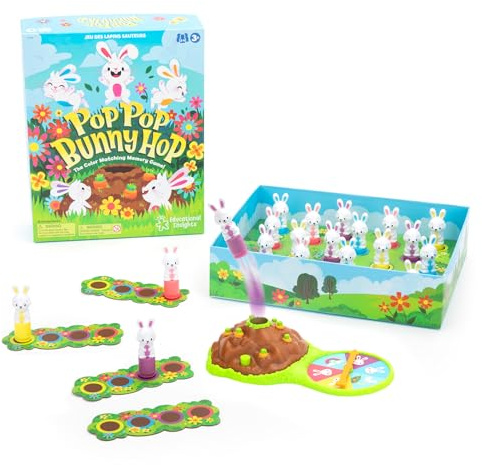Educational Insights Pop Pop Bunny Hop Memory and Color Matching Preschool Game - Toddler Activities, Bunny Board Games for Ages 3+
