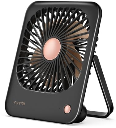 Funme® Exquisite 3000 Battery Desk Fan, Quiet Desk Fans [20 dB Quiet Fans For Bedroom] Gift Wrapper 180°/3 Speeds For Hot Flashes Makeup Home, Travel Fan Accessories for Women Holiday