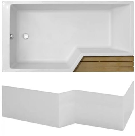 Pack baignoire bain douche antidérapante 150 x 80 JACOB DELAFON Neo version gauche + tablier en angle