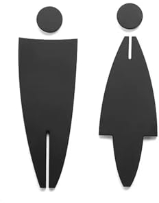 Metallschilder for Toiletten, modernes Toilettenschild for Männer und Frauen, Badezimmertür-Beschilderung, Dekoration for Büros, Geschäfte und Restaurants(Black)