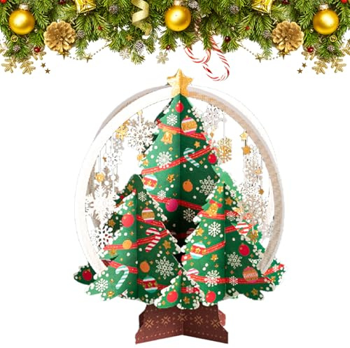 Tarjeta de Felicitación 3D Pop-up Árbol de Navidad emergente Tarjetas Sobres Vacaciones Bola de Navidad Tarjetas de felicitación temáticas el Regalo de Año Nuevo de Navidad