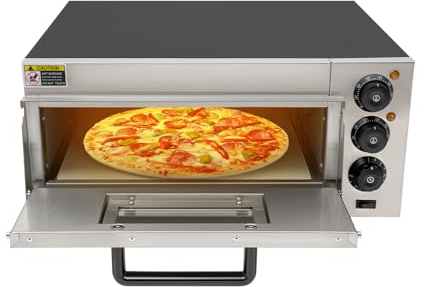 Forno per pizza, piano di lavoro, 2000 W, forno elettrico per pizza per interni, forno per pizza commerciale con temperatura regolabile e timer da 0 a 30 minuti per hotel ristorante in casa