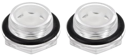 QUARKZMAN 2Pz Vetro Spia Olio Compressore Aria M27 x 1.5mm Maschio Indicatore Livello Liquido Testa Esagonale Plastica Olio Vista O-Ring per Aria Compressore Raccordi, Trasparente