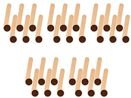 ISTOVO 30 Pcs Wooden Coffee Scoop and Bag Clip,Tablespoon Measuring Scoop,Coffee Bags Sealer,for Ground Beans,Coffee Beans,Tea