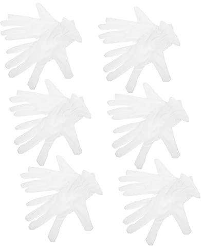SOLUSTRE 6paare Weiße Baumwollhandschuhe Dehnbar Und Atmungsaktiv Für Schmuckinspektion Und Münzhandhabung Weiche Elastische Arbeitshandschuhe Für Herren Und Damen Fingerabdruckfrei Bei