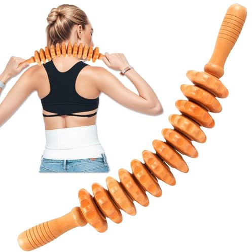 Faszienrolle Holz,Styleholz Faszienstab Holz,Massage Roller Massagegerät,Massageroller für Körperformung,für Rücken Beine, Nacken, Muskelentspannung, Körperformung(12 Runden)