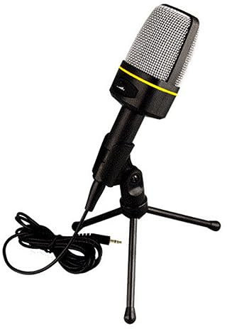 TOYANDONA Vintage Desktop Mikrofon mit Stativ, 3, 5-mm Stecker, Schwarz | Kunststoffgehäuse, Verstellbares Dreibein, für Audio Chat und Sprachaufnahme