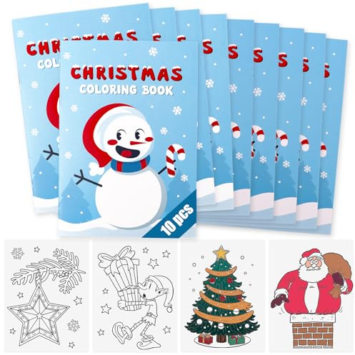 BETESSIN 10 Stück Mini Malbücher Weihnachten - Din A6 Malbuch mit Weihnachtsmotive zum Bemalen - Adventskalender Kinder - Mitgebsel Weihnachten - Nikolaus Geschenke und Beschäftigung für Kinder