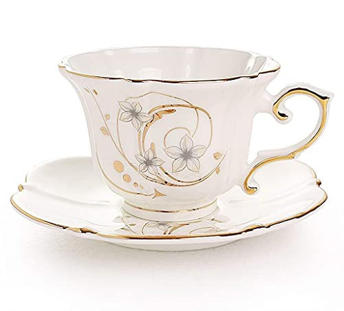 Juego de tazas de café de cerámica, platillo, cuchara, tazas de café, mesa de té, juegos de tetera, juego de té hecho a mano, porcelana china, juego de tazas de café, jardín de estilo inglés, 1 pieza,