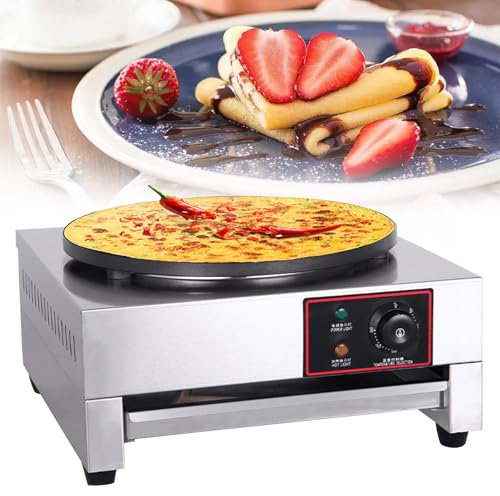Eastnmythet Máquina para Hacer Crepes, Plancha para Panqueques de 40 Cm, Máquina para Hacer Panqueques Antiadherente, Sartén Comercial de Escritorio para Tortillas, Blintzes, Huevos y Tocino,Electric